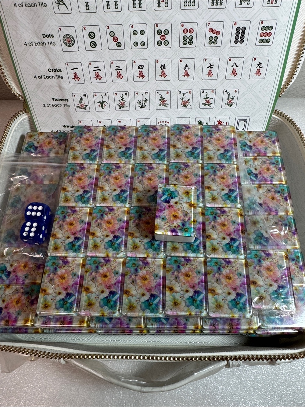 🌸Floral American Mahjong Tiles – Acrylic Game Set with Vibrant Flower Designs🌸 - Picture 4 of 9